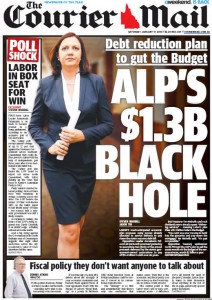 The Courier Mail: January 17, 2015, - ALP's $1.3b Black Hole