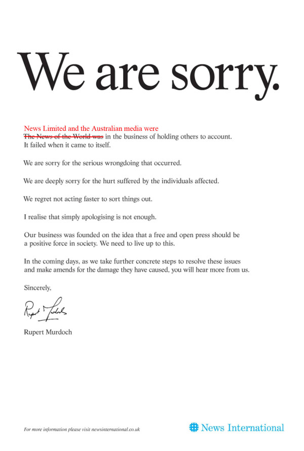 Murdoch apology front page on #NOTW 