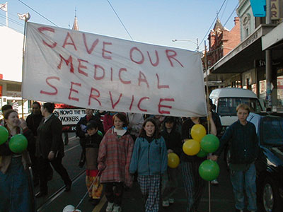 Save our Medical service march on Sydney Road in August 1999
