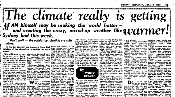 In 1958 the Sunday Telegraph reported climate change straight