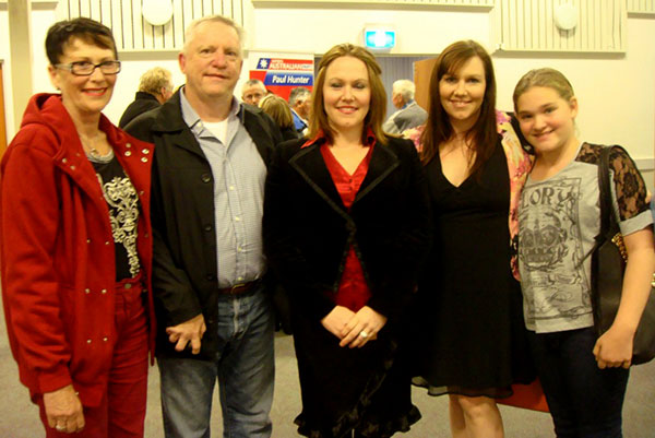 Amanda Best with her Mum, Dad, twin sister and niece at last week's candidates' forum.