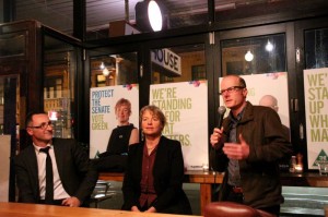 Dr Tim Read, Greens Candidate for Wills, with Janet Rice and Senator Richard Di Natale