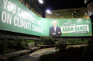 Billboard advertising for Greens MP Adam Bandt in Ftzroy