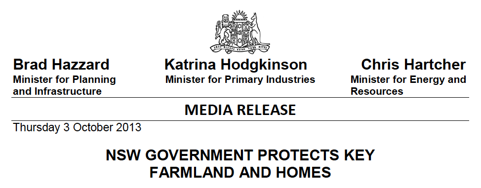 NSW Government media release - protecting some families, not others