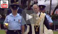 ABC News NSW: Campbell Newman in Mayoral Robes. NSW ICAC has heard a donation of $5k was made to his electoral fund in exchange for a meeting with AWH