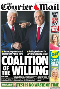 The Courier Mail believes a coalition between KAP and PUP is being planned.