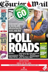 The Courier Mail seemingly gives its' approval of Treasurer Tim Nicholls' asset selling budget 2014.