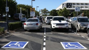 Gavin King's now infamous parking spot at The Pier car park has been repainted by Cairns Regional Council, to clearly define it as a disabled parking zone. Picture: Brendan Radke.