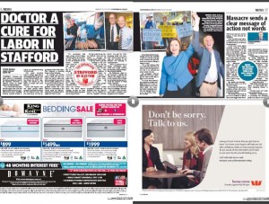 The Sunday Mail dedicated half a double page spread on pages 16-17 on the 18.6pc swing to Labor.