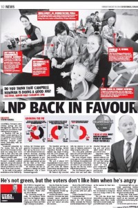 The Courier Mail declares the LNP back in favour with a +1pc rise in the two party preferred count.