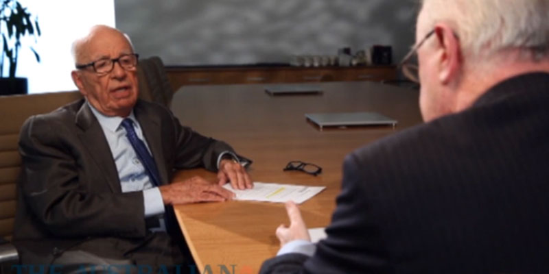 Paul Kelly from The Australian interviewing Executive Chairman of News Corp Rupert Murdoch.