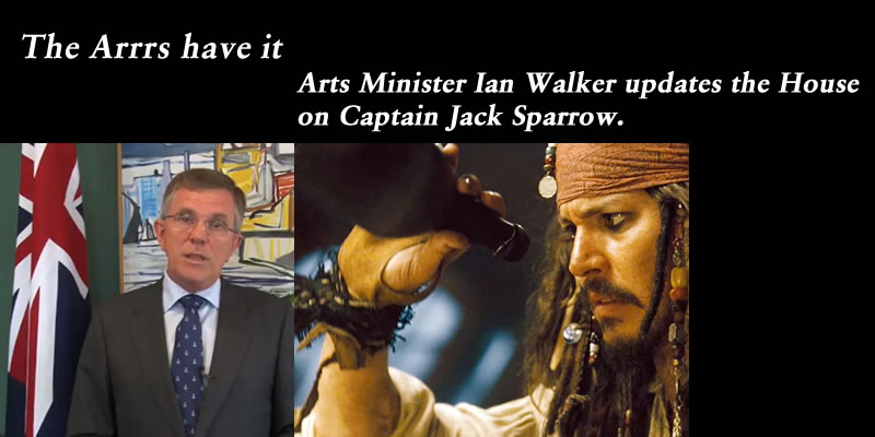 The Arrrs have it – Arts Minister updates the House on Captain Jack Sparrow, @Qldaah #qldpol