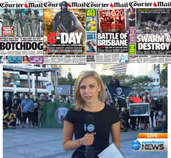 G20: Some of The Courier Mail front pages contrasted with a peacful Anonymous protest.