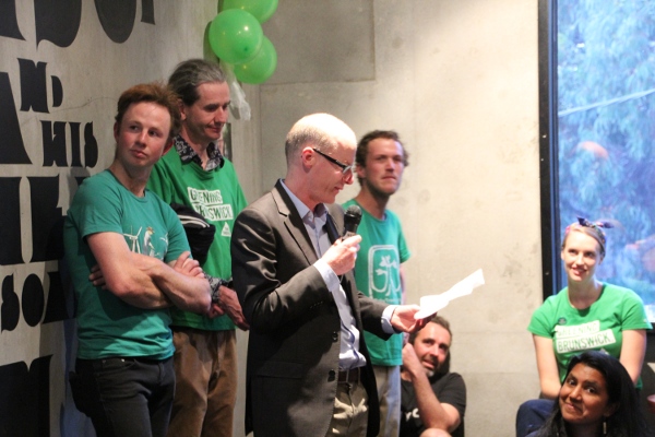 The Greens Dr Tim Read saying Brunswick is a close contest and thanking the many Greens supporters and voters