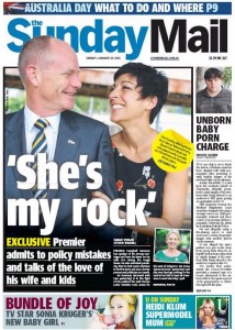 25/01/15 The Sunday Mail - 'She's My Rock' - Exclusive Premier admits to policy mistakes and talks of the love of his wife and kids