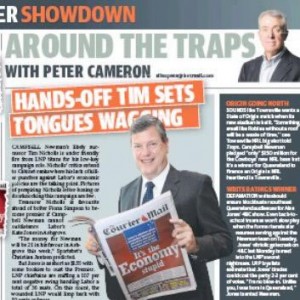 25/01/15 - Tim Nicholls in The Sunday Mail reading The Courier Mail "It's the Economy stupid"