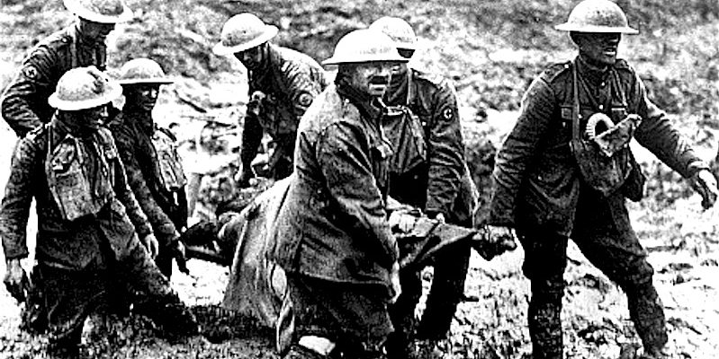 British stretcher bearers in Passchendaele in 1917.