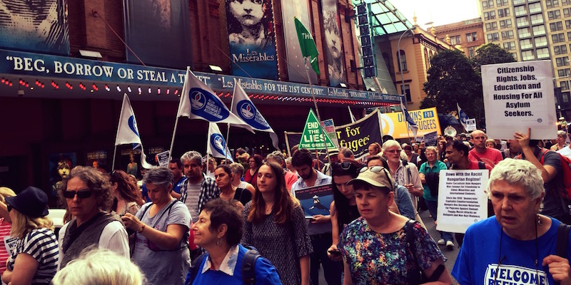 ‘Stand up for Refugees: End Detention Now’ rally and march from Town Hall to Belmore Park. 11 Oct 2015