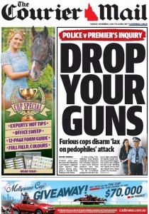 The Courier Mail: November 3, 2015 - Drop Your Guns.