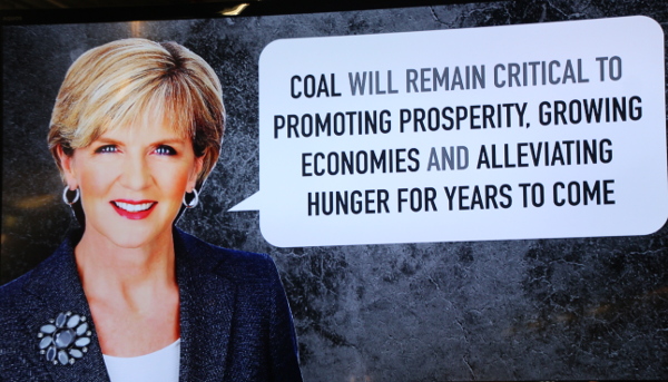 Julie Bishop statement on coal made at COP21 forum on Sustainability