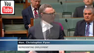 Christopher Pyne reads FEG Amendment Bill 2014 to cap years of service.