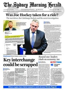 The Sydney Morning Herald - Was Joe Hockey Taken For A Ride, May 30, 2016.