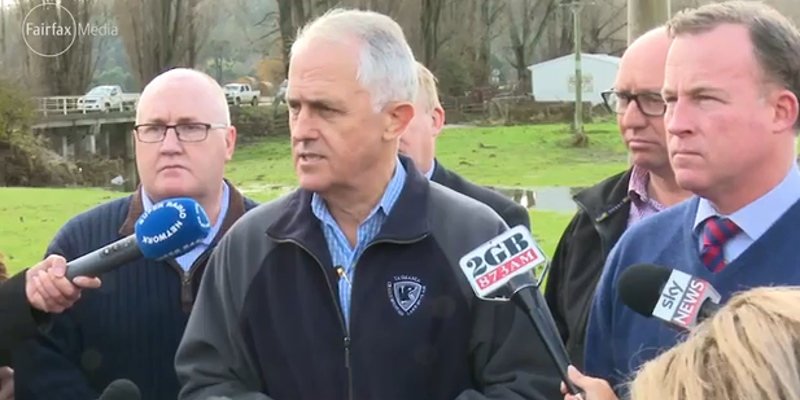 Malcolm Turnbull visiting Tasmanian floods
