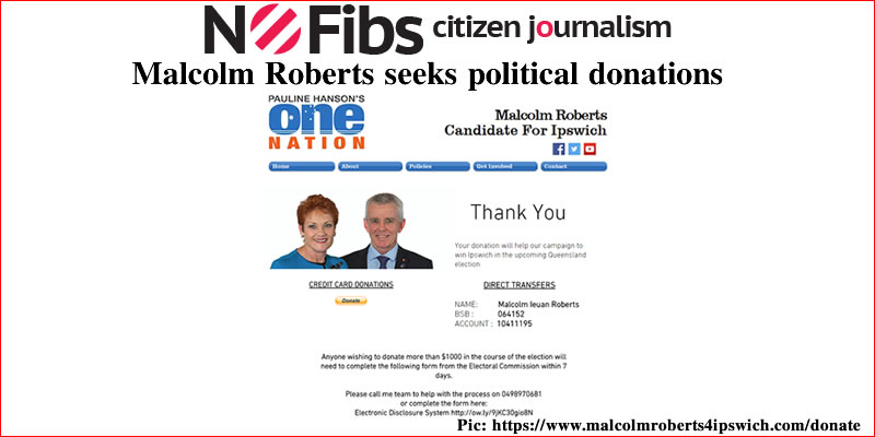 Malcolm Roberts seeks political donations – #qldvotes #qldpol @Qldaah